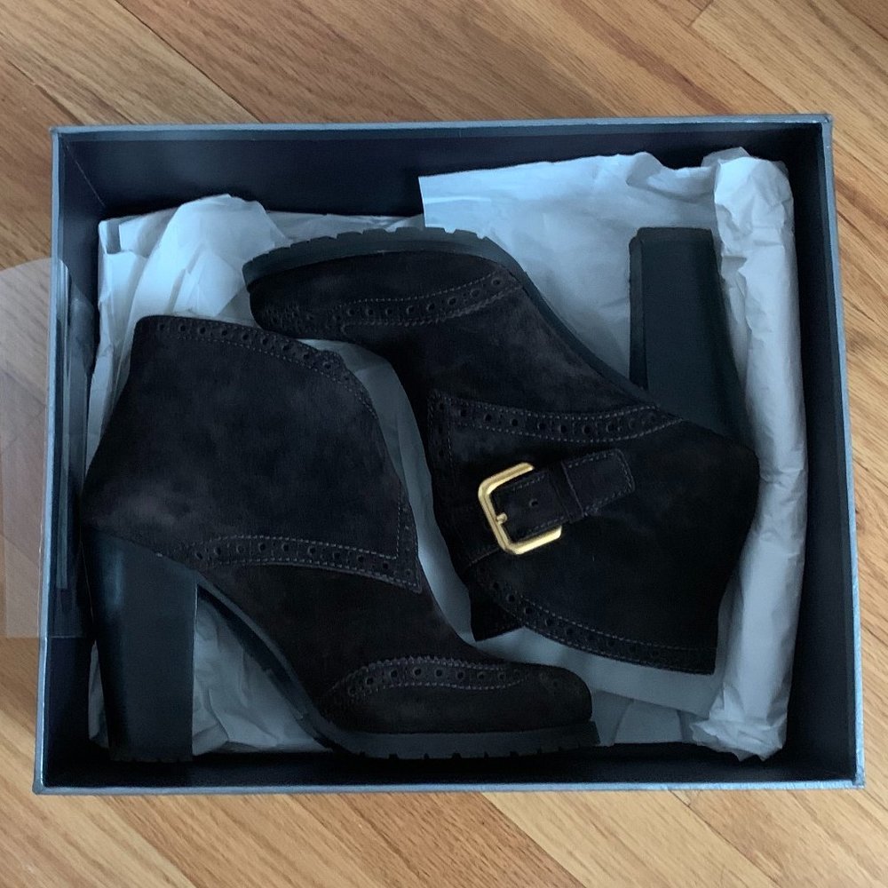 Prada Antique Suede Brown Bootie Size EU36